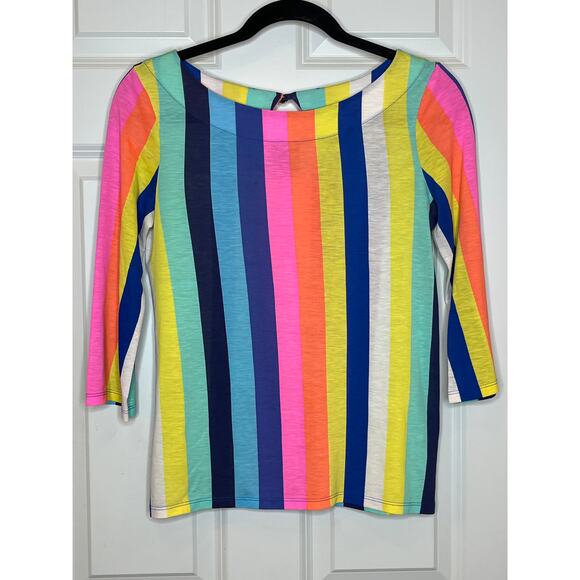 Lilly Pulitzer Waverly Striped Top 3/4 Sleeve XS Boat Neck - Picture 2 of 7